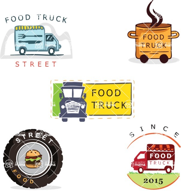 Vector Hand Drawn Elements Mega Bundle - Food Hand Drawn Items and Logo Templates Vector Graphics Set